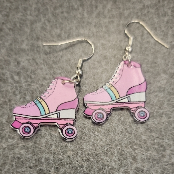 Pink Roller Skate Earrings - Picture 1 of 1